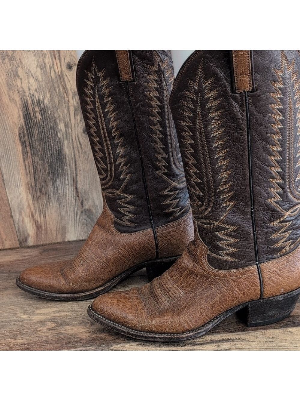 Dan Post Vintage Classic Brown Leather Cowboy Boots 8.5D